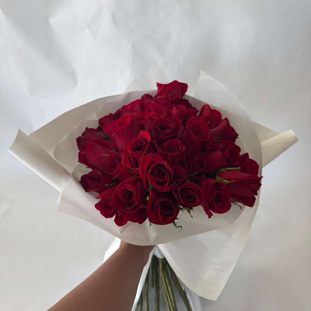 A bouquet of red roses in your chosen size.